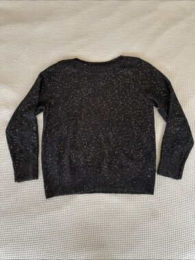 LOFT Black & Gold Sparkle Sequin Boatneck Sweater sz M